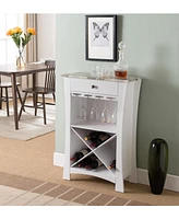 Kings Brand Furniture Hiland Bar Cabinet Wine Storage With Glass Holders & Drawer
