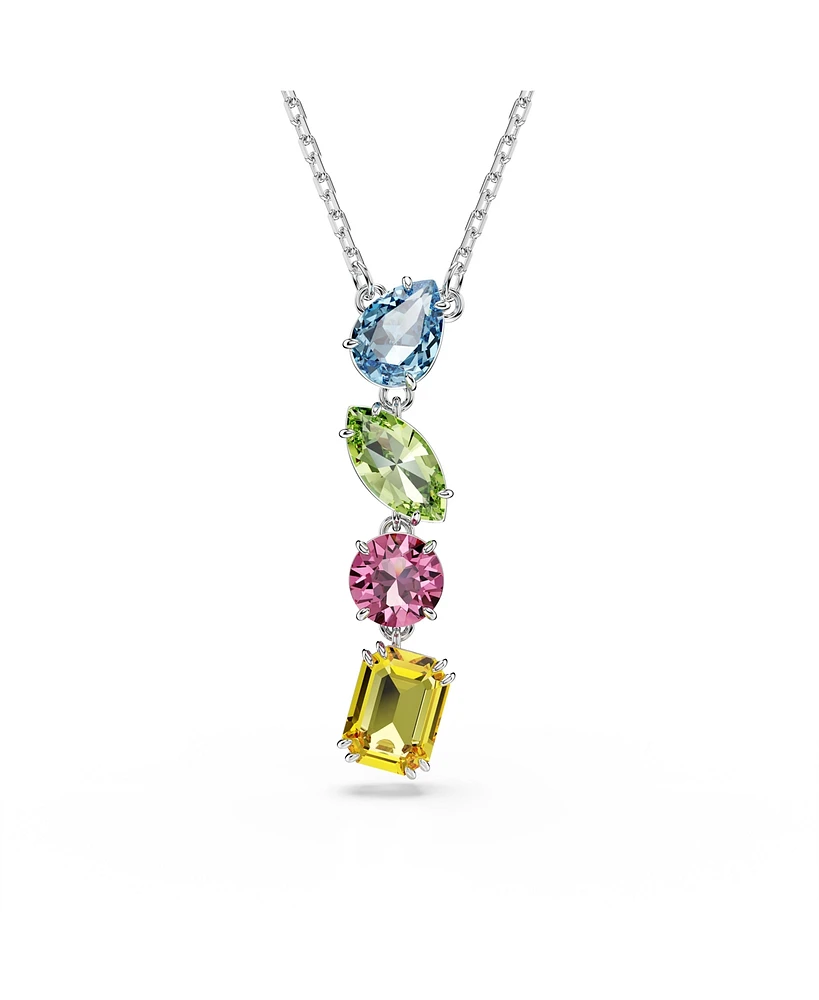 Swarovski Mixed Cuts Rhodium Plated Gema Y Pendant Necklace