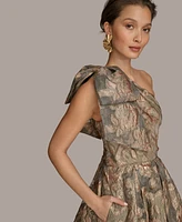 Donna Karan New York Women's Metallic Jacquard One-Shoulder Ball Gown