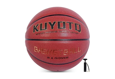 Kuyotq Indoor Outdoor Basketball Official Size 5/6/7 Basketball 27.5/28.5/29.5" Moisture Absorption Composite Leather Super Grip Anti-Slip Kids/Youth/