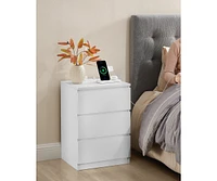 Slickblue Nightstand with Charging Station for Convenient Power Access and Sleek Design