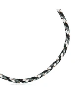 American West Jewelry Sterling Silver Multi-Color Braided Black, White and Gray Leather Necklace