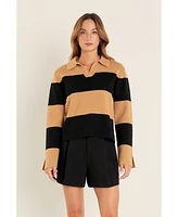 English Factory Women's Striped Knit Sweater