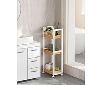 Slickblue 3-Tier Rolling Utility Cart on Wheels, Slim Narrow Storage Shelf for Organizing