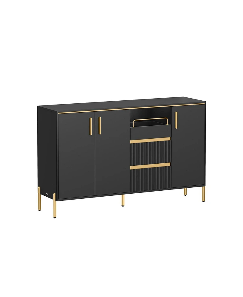 Slickblue Buffet Cabinet with Storage – Modern Sideboard with Drawers, Adjustable Shelf, Tray, and Fluted Drawer Front for Living Room & Dining