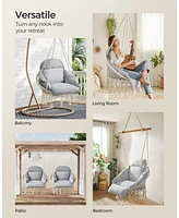 Slickblue Boho Hanging Chair with Large Thick Cushion, Hammock Swing for Bedroom or Indoor Use