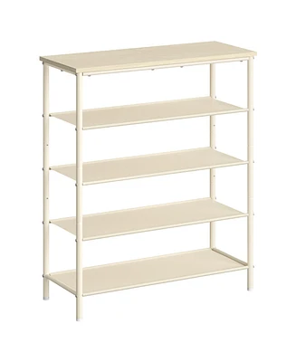 Slickblue Shoe Rack 5 Tier, Narrow Organizer For Closet Entryway, With 4 Fabric Shelves And Top Bags