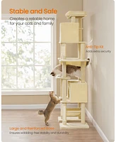 Slickblue 79.1-Inch Tall Cat Tree Multi-Level Large Condo with 4 Scratching Posts for Indoor Cats