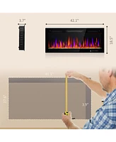 Homcom Ultra-thin Electric Fireplace Recessed Mounted Freesding, 42"