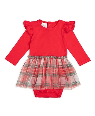 Sweet Wink Baby Girls Christmas Plaid Long Sleeve Tutu Bodysuit