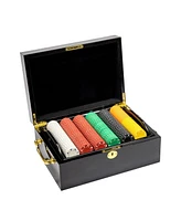 Slickblue Suited Poker Chip Set (500 Count) in Black Mahogany Wood Case