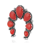 American West Jewelry Sterling Silver Red Onyx Gemstone Large Naja Pendant Enhancer