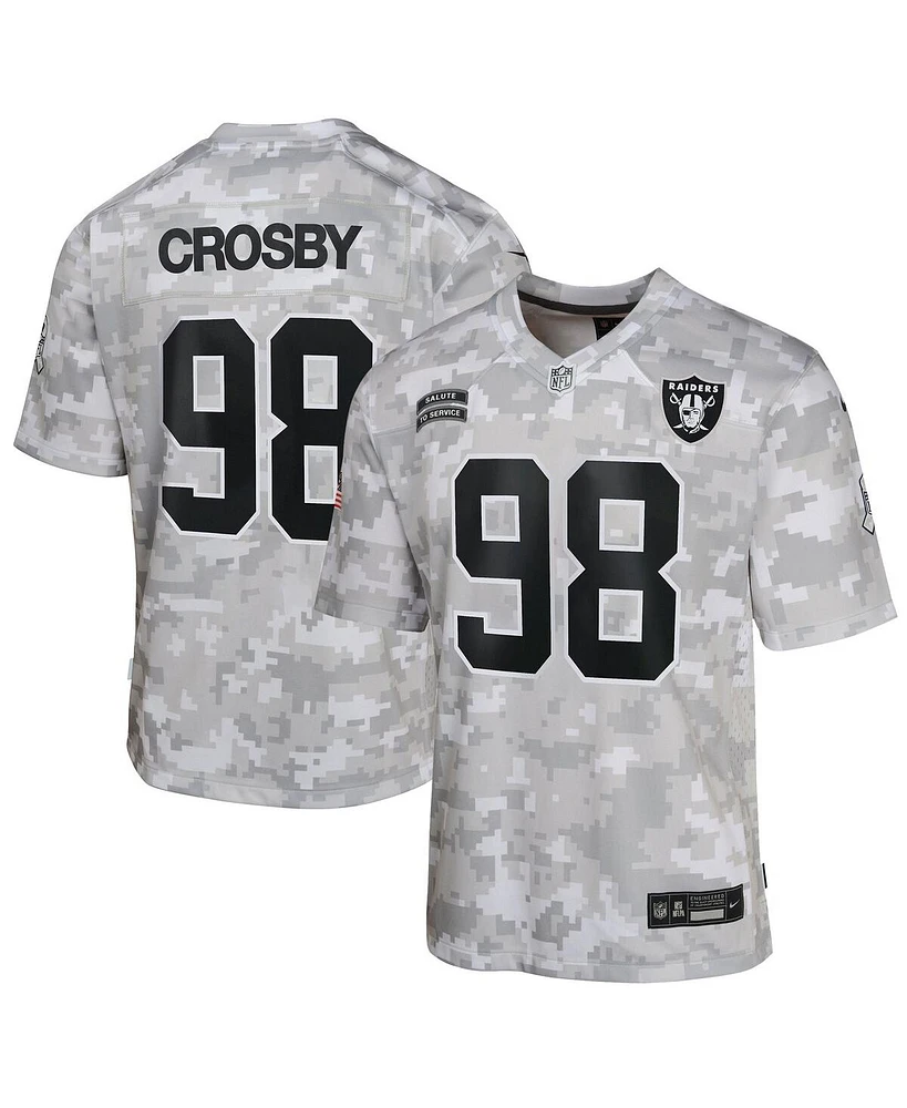 Nike Big Boys and Girls Maxx Crosby Arctic Camo Las Vegas Raiders 2024 Salute to Service Game Jersey