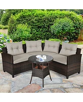 Vebreda 4 Pieces Outdoor Cushioned Rattan Furniture Set