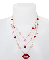 Betsey Johnson Faux Stone Sweetheart Lips Layered Necklace