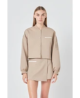 Grey Lab Women's Cropped Bomber Jacket