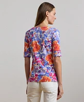 Lauren Ralph Women's Floral Stretch Cotton Boatneck Tee