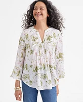 Style & Co Petite Pintuck Long-Sleeve Top, Exclusively at Macy's