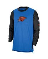 Nike Men's Blue/Black Oklahoma City Thunder 2024/25 Edition Authentic Pregame Performance Long Sleeve Shooting T-Shirt