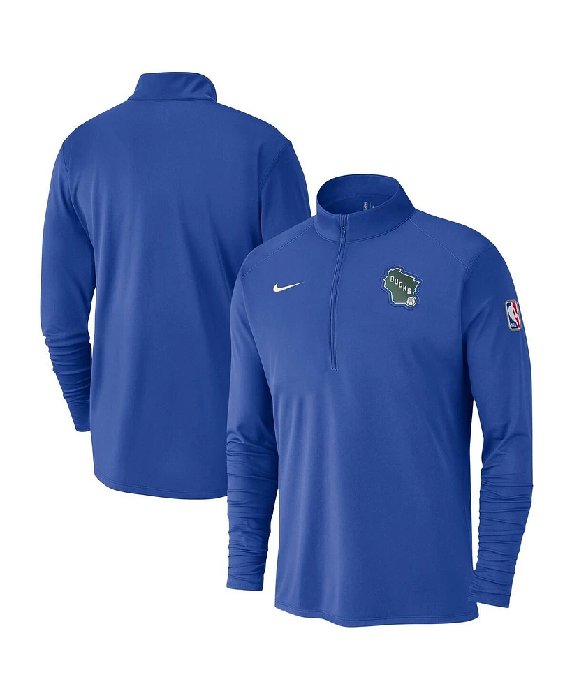 Nike Men's Royal Milwaukee Bucks 2024/25 City Edition Authentic Coaches Performance Half-Zip Top