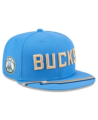 New Era Big Boys and Girls Blue Milwaukee Bucks 2024/25 City Edition 9FIFTY Snapback Hat