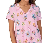Cuddl Duds Women's Printed Short-Sleeve Sleepshirt