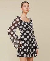 Avec Les Filles Women's Printed Empire-Waist Bell-Sleeve Dress