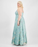 Say Yes Trendy Plus Sequined Embroidered Ball Gown, Created for Macy's