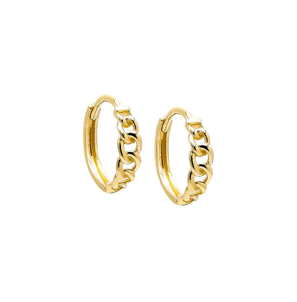 Solid Graduated Cuban Link Huggie Earring 14K