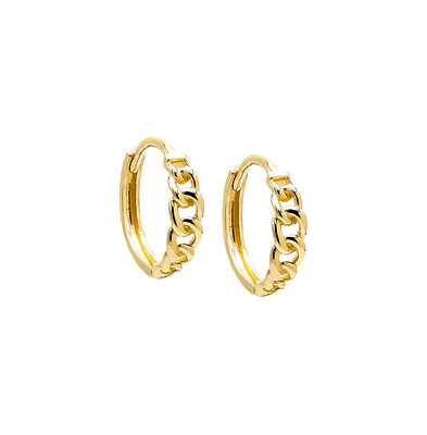 Solid Graduated Cuban Link Huggie Earring 14K