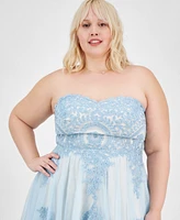 Say Yes Trendy Plus Strapless Embellished Gown, Created for Macy's