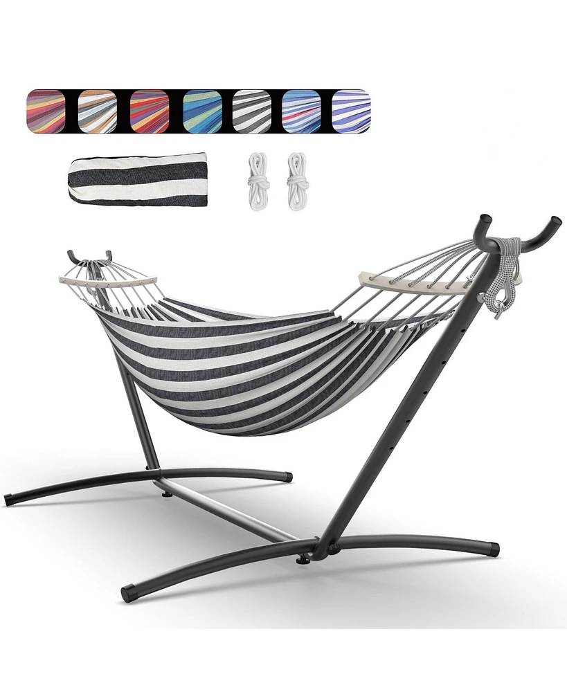 Everyfun Brazilian Hammock with Adjustable Stand- Stylish Hammock Bed w/Storage Bag, 600lb Capacity