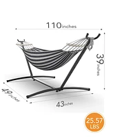 Everyfun Brazilian Hammock with Adjustable Stand- Stylish Hammock Bed w/Storage Bag, 600lb Capacity