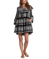 Elan Women's Embroidered Cotton Long-Sleeve Dress