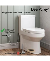 DeerValley Liberty Compact Toilets One-Piece Toilet With High-Efficiency Flush Round Toilet for Space-Saving Floor Mounted (Seat Included