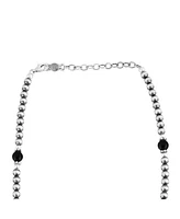 American West Jewelry Sterling Silver and Black Onyx Bead Necklace, 17 to 20 Inches