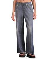 Elan Women's Cotton High-Rise Faux-Denim Straight-Leg Pants