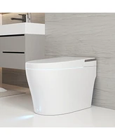 DeerValley Smart Toilet Elongated 1 Piece 1.28GPF Fully Glazed Toilet with Heated Seat & Foot Kick Flush & Night Light