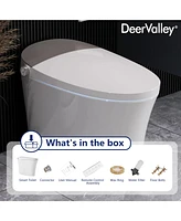 DeerValley Smart Bidet Toilet Elongated, Auto Open/Close Lid, Seat Heat, Foot Kick & Blackout Flush, Premium