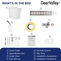 DeerValley Smart Bidet Toilet, Auto Open & Close, Heated Seat, Warm Water, Wireless Remote Control, Premium