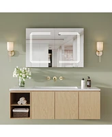 DeerValley Medicine Cabinets For Bathroom With Mirror, Wall Mounted Led Medicine Cabinet Organizer With Defogger, Dimmer, Bluetooth Speaker, Double Do