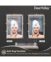 DeerValley 24'' W x 32'' H Anti-Fog Led Bathroom Mirror With Smart Dimmable And Time Mode Control Wall Mounted Vanity Mirror