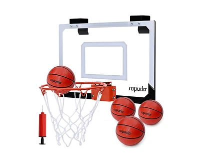 Ropoda Mini Basketball Hoop, Indoor Basketball Hoop for Kids, Mini Hoop with 4 Balls Over The Door Basketball Hoop 17"×12" Shatter Resistant Back