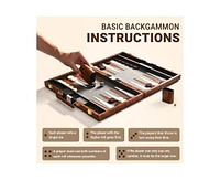 ropoda Backgammon Board Game Set (15 Inches) for Adults and Kids - Classic Board Strategy Game