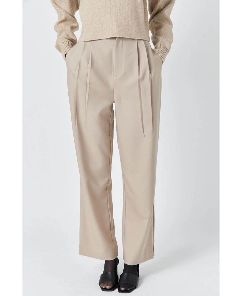 Grey Lab Women's Pleated Wide Trousers