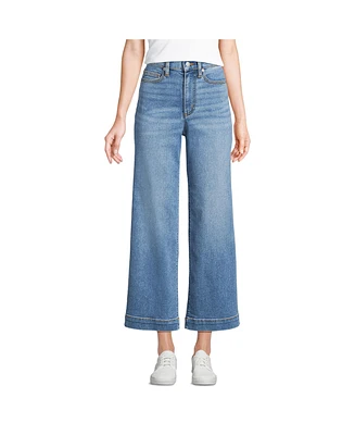 Lands' End Women's Recover Denim High Rise Wide Leg Crop Jeans