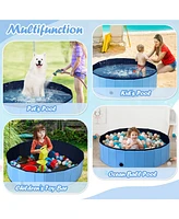 Gouun 63 Inch Foldable Leakproof Dog Pet Pool Bathing Tub Kiddie Pool for Dogs Cats and Kids