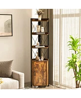 Gouun Tall Corner Storage Cabinet with 3-Tier Shelf and Enclosed Cabinet