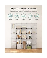 Slickblue Space-Saving Shoe Rack, 15-Cube Plastic Shoe Storage Organizer for Entryway or Closet