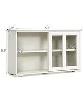 Gouun Sideboard Buffet Cupboard Storage Cabinet with Sliding Door-Antique